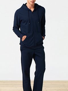 Теплая мужская толстовка на молнии синего цвета Blackspade b7305 Navy